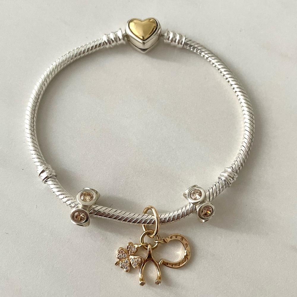 14k Gold Pandora Bracelet with Charms